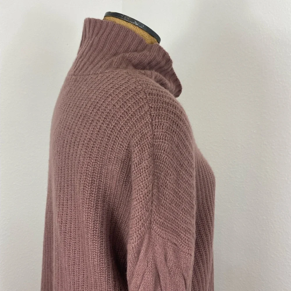 Gentle Herd Women’s Sweater M Slouch Turtle Neck In Mauve Cable Sleeve Yak Wool - Picture 13 of 15
